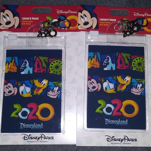 🐳 2 DISNEY DISNEYLAND LANYARD POUCH 2020 & CHARM - Picture 1 of 2